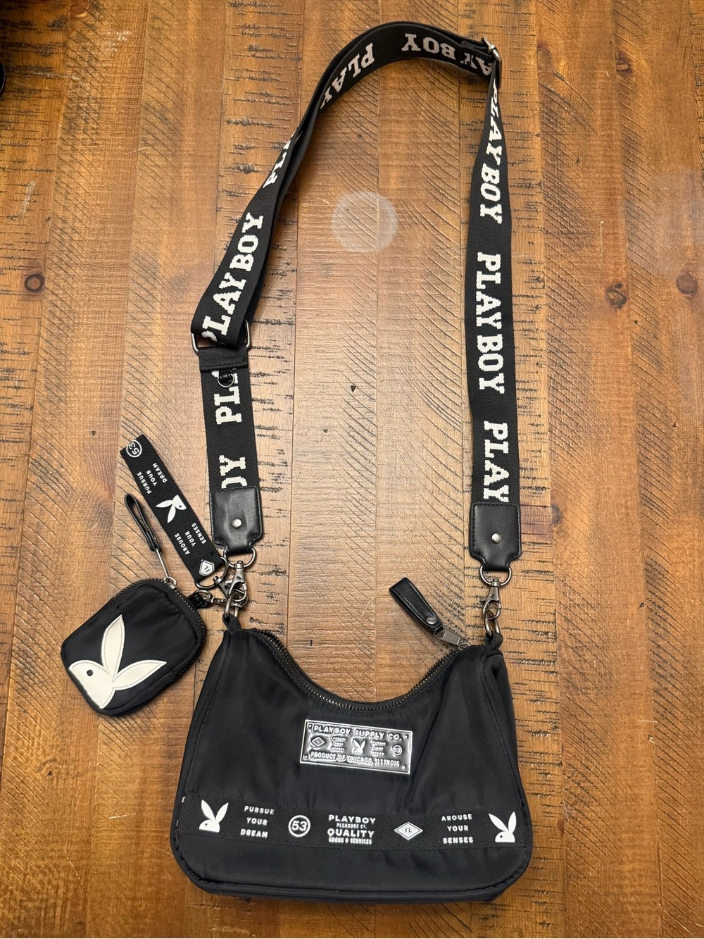 PLAYBOY Black Logo Belt Bag with Detachable Coin Pouch